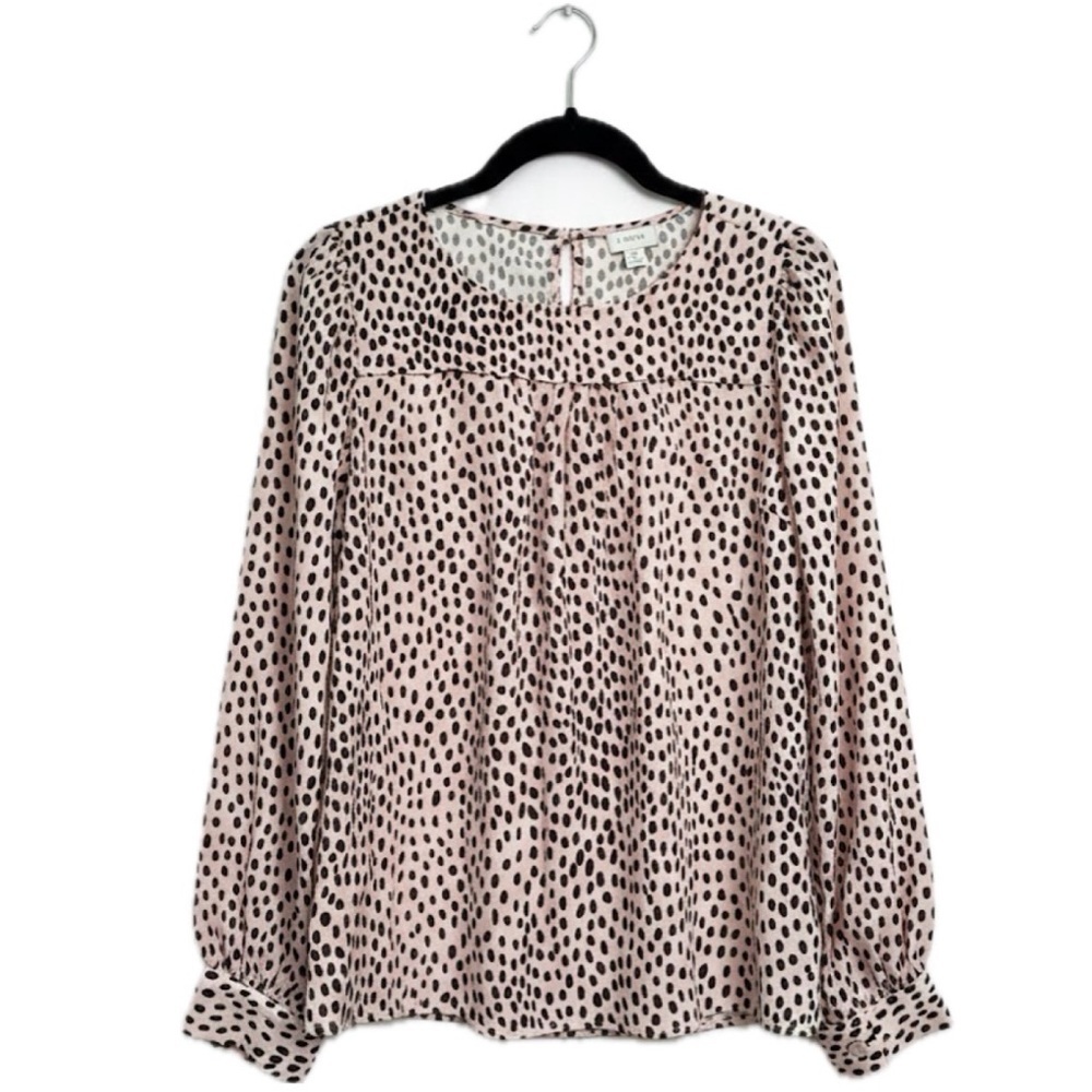 2/$30 - J. Crew Long-Sleeve Leopard Top With Piping Women’s Medium
